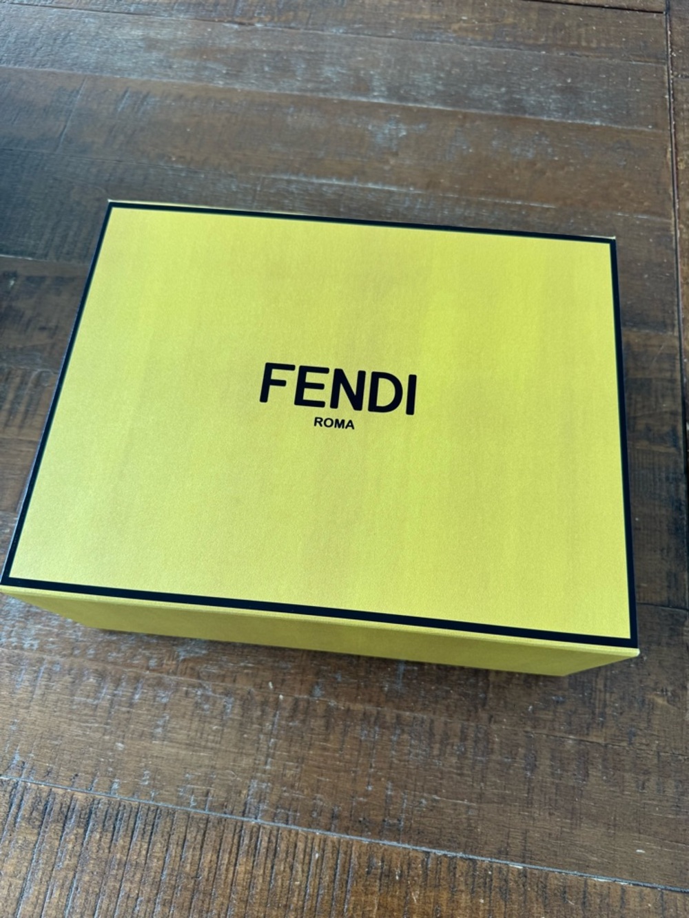Authentic Fendi Storage & Organization: Yellow/Black Logo Gift Box (Medium)